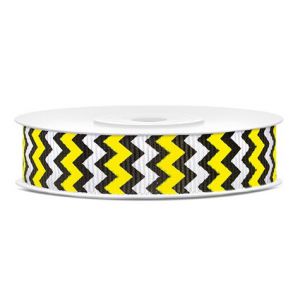 Wstążka rypsowa PartyDeco Zygzak Żółty, 15mm x 10m
